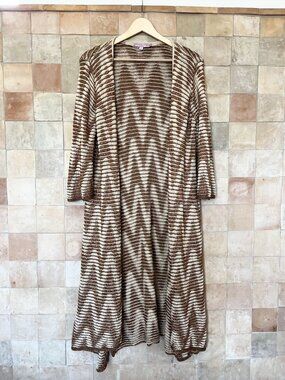 Calypso St. Barth Long Cardigan Ivory and *Copper Metallic* Size M